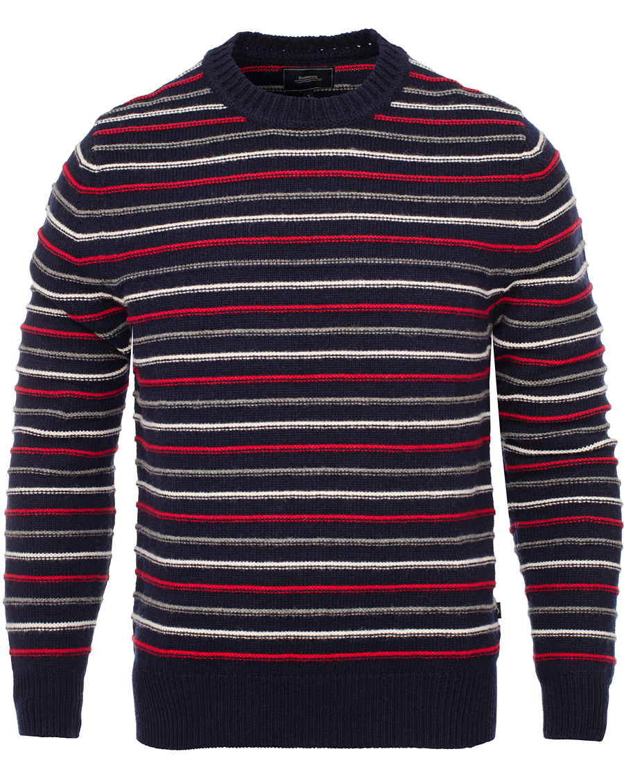 Herr | Tröjor | Boomerang | Bo Structure Stripe Sweater Navy