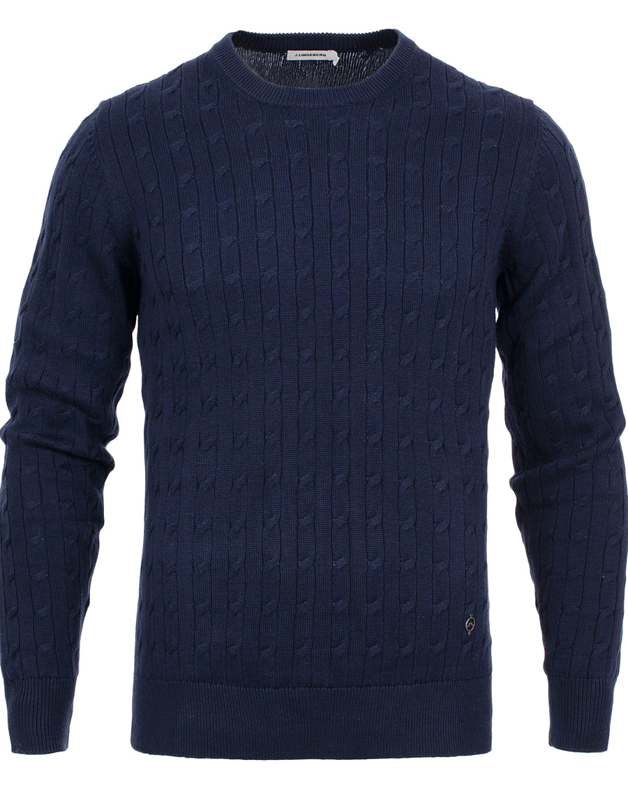Herr | Tröjor | J.Lindeberg | Jave Pullover Braid Cable Navy