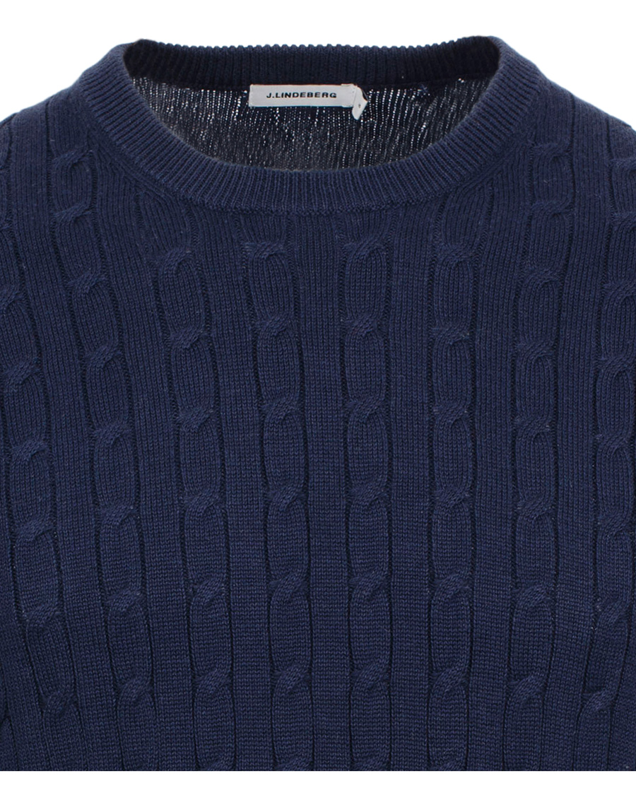 Herr | Tröjor | J.Lindeberg | Jave Pullover Braid Cable Navy