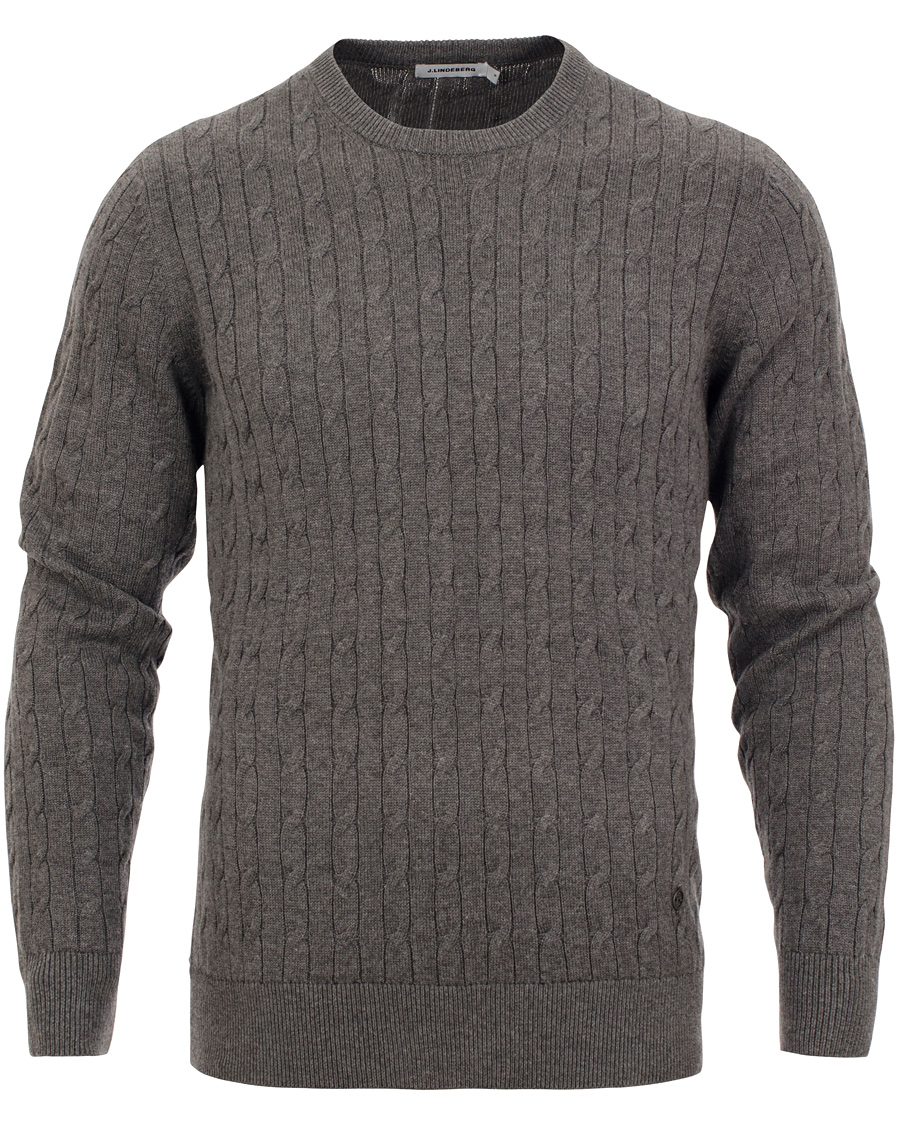 Herr | Tröjor | J.Lindeberg | Jave Pullover Braid Cable Grey Melange