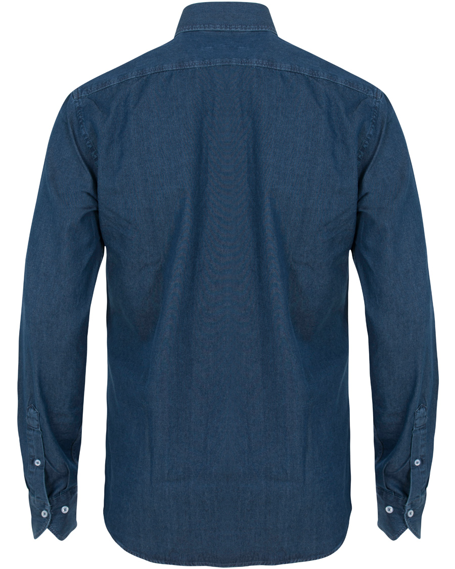 Herr | Skjortor | Stenströms | Slimline Dark Denim Shirt Garment Wash