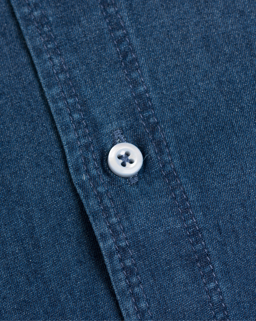 Herr | Skjortor | Stenströms | Slimline Dark Denim Shirt Garment Wash