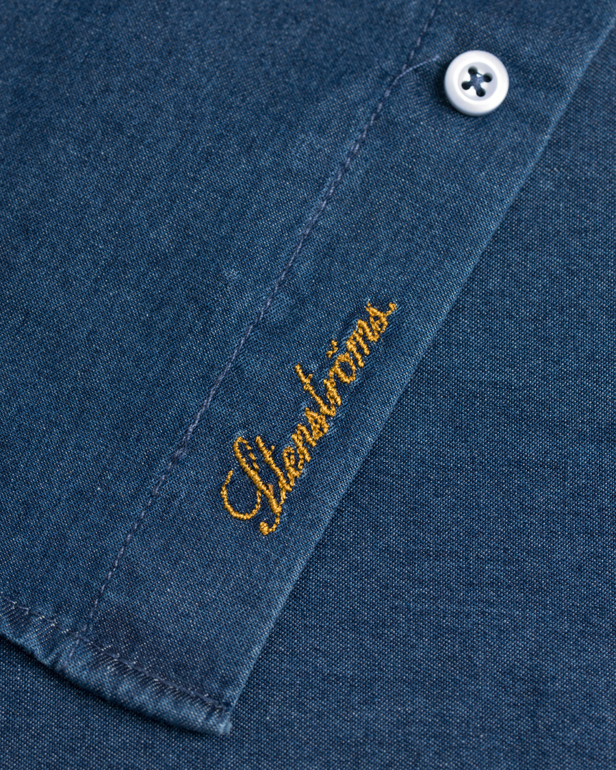 Herr | Skjortor | Stenströms | Slimline Dark Denim Shirt Garment Wash