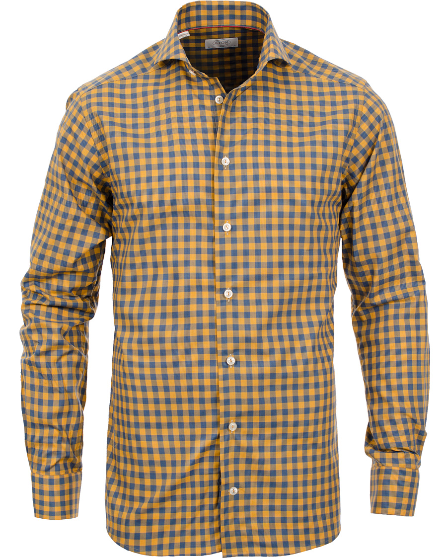 Herr | Skjortor | Eton | Slim Fit Shirt Red Ribbon Check Mustard Yellow