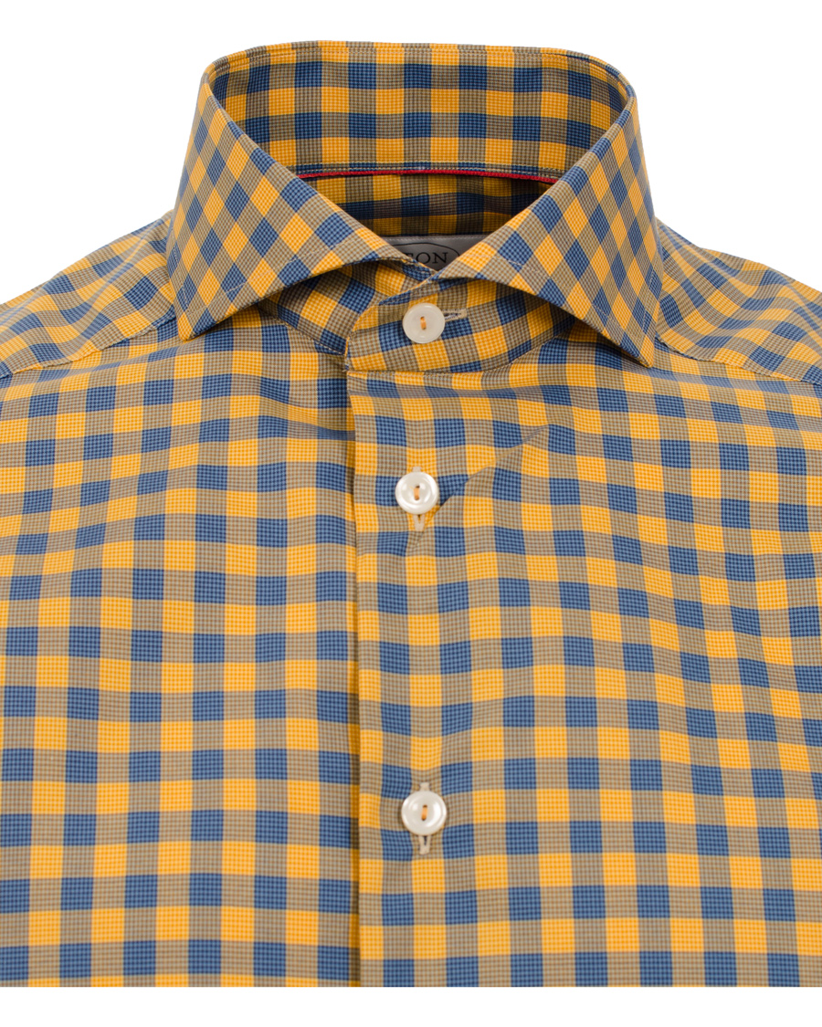 Herr | Skjortor | Eton | Slim Fit Shirt Red Ribbon Check Mustard Yellow