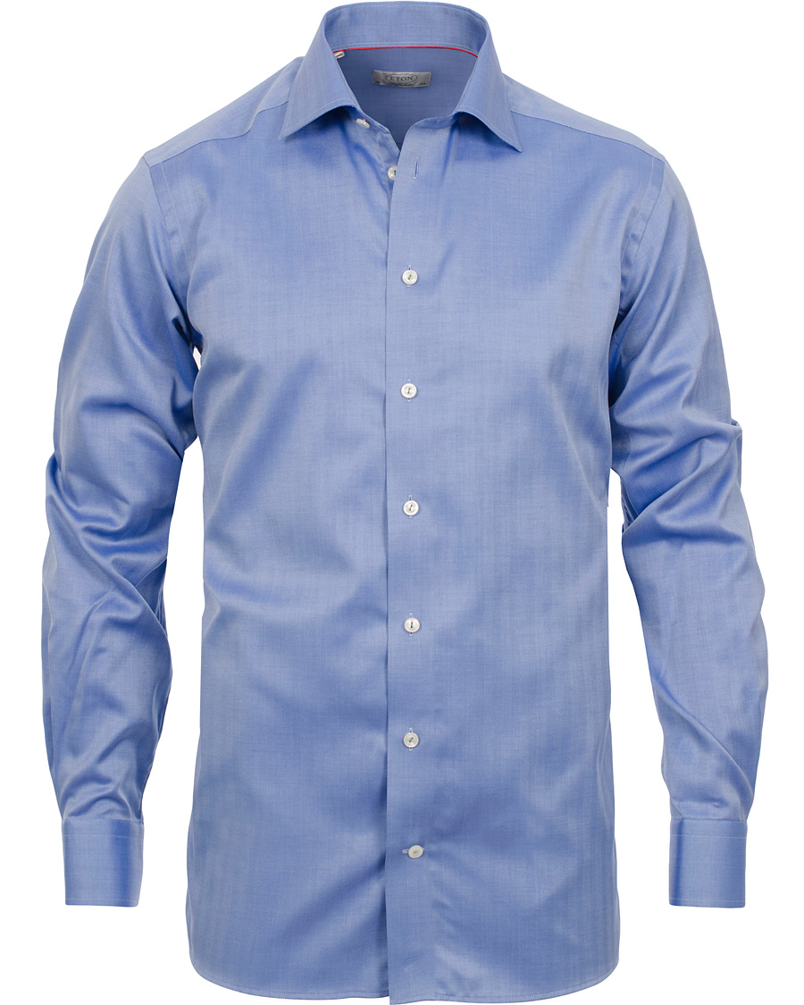 Herr | Skjortor | Eton | Contemporary Fit Shirt Red Ribbon Herringbone Blue