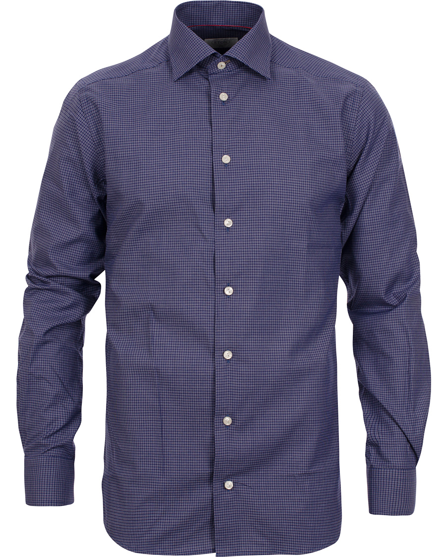 Herr | Skjortor | Eton | Slim Fit Shirt Red Ribbon Micro Check Dark Blue