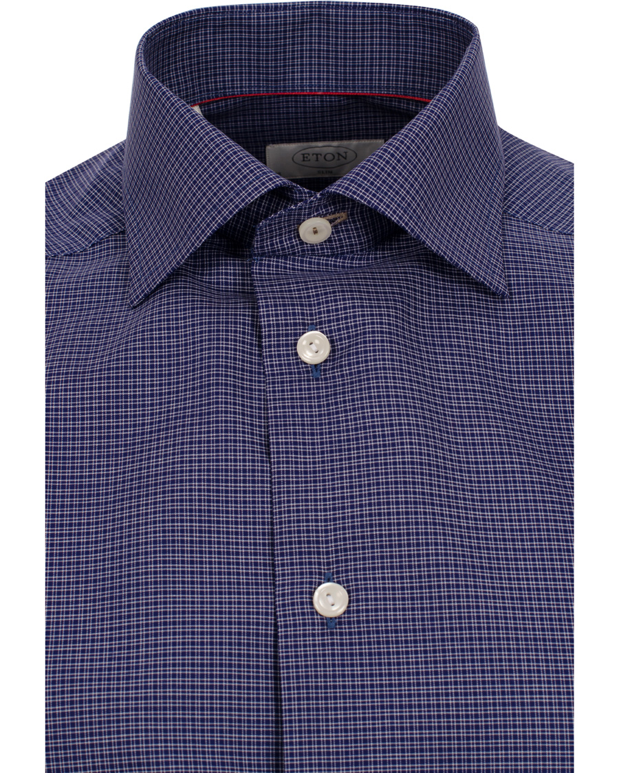 Herr | Skjortor | Eton | Slim Fit Shirt Red Ribbon Micro Check Dark Blue