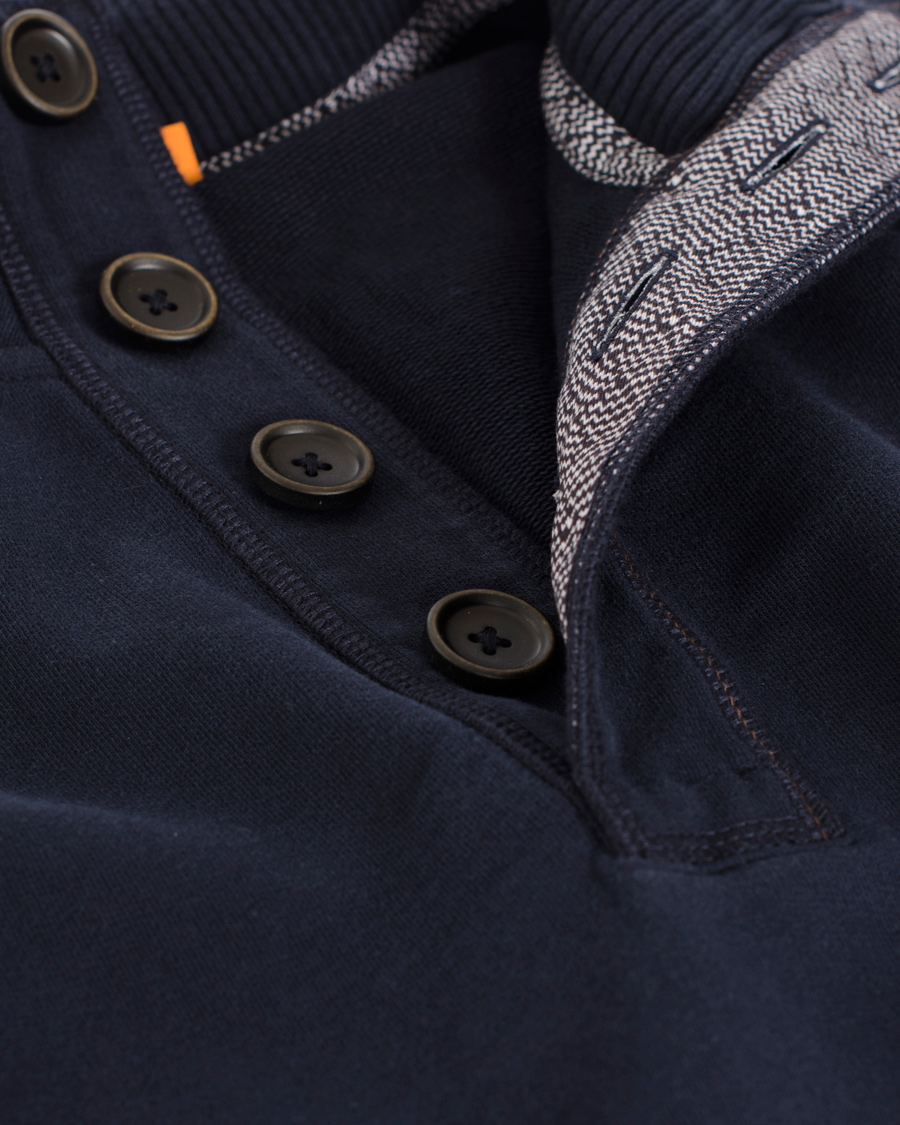 Herr | Tröjor | BOSS ORANGE | BOSS Casual Wherso Button Sweatshirt Dark Blue