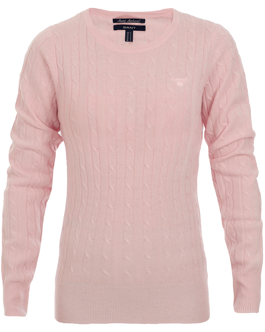 Herr | Tröjor | GANT | Woman Stretch Lambswool Cable Crew Nantucket Pink