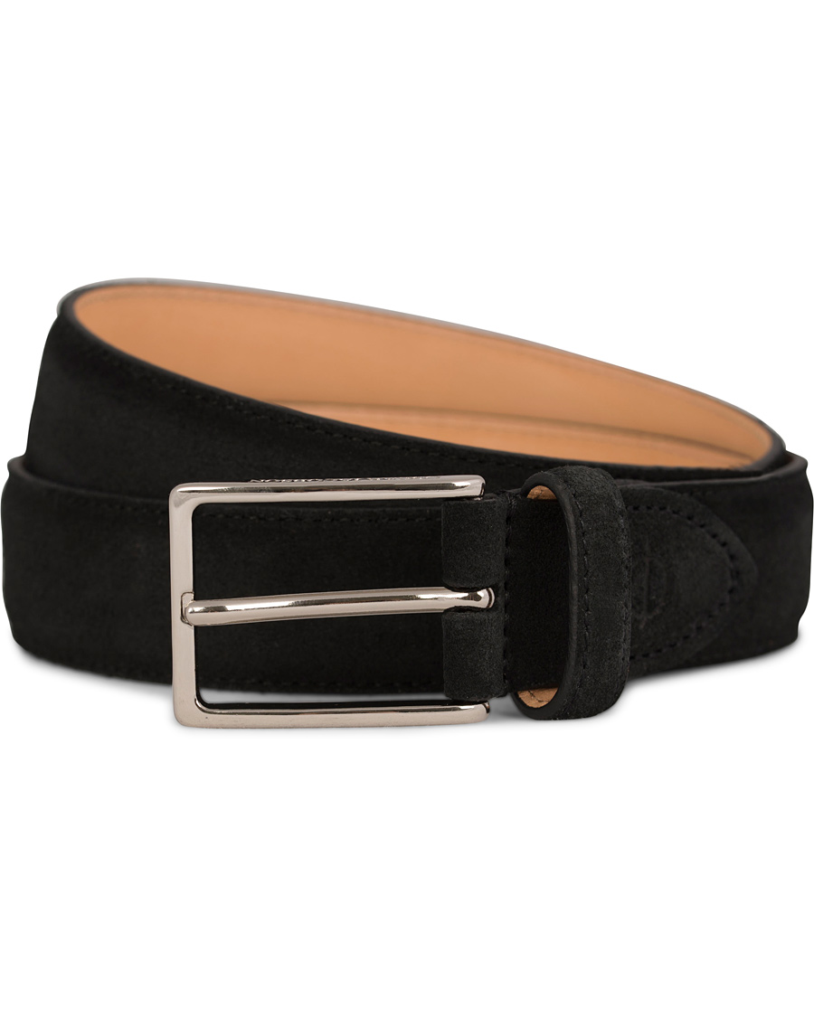 Herr | Oscar Jacobson Suede Belt 3 cm Black | Oscar Jacobson | Suede Belt 3 cm Black