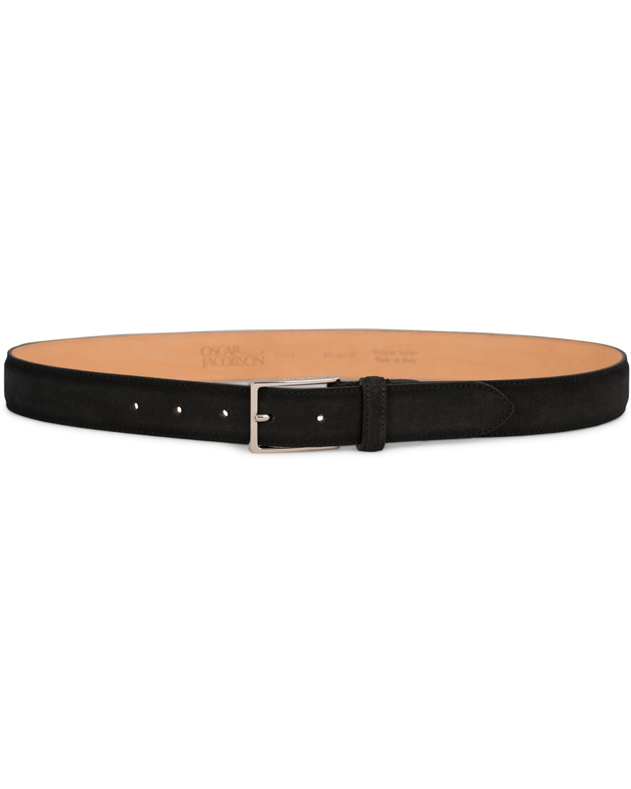 Herr | Oscar Jacobson Suede Belt 3 cm Black | Oscar Jacobson | Suede Belt 3 cm Black