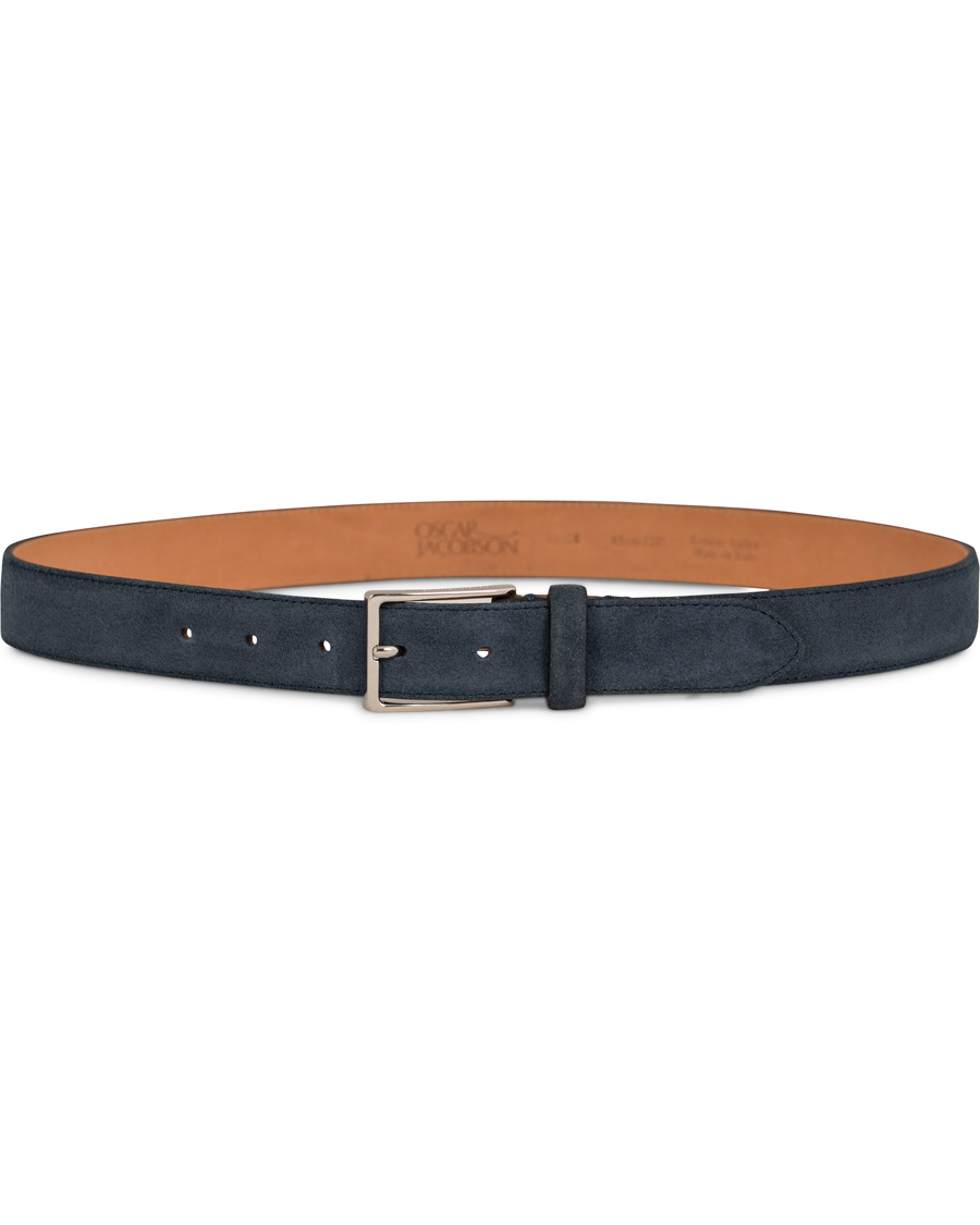 Herr | Oscar Jacobson Suede Belt 3 cm Navy | Oscar Jacobson | Suede Belt 3 cm Navy