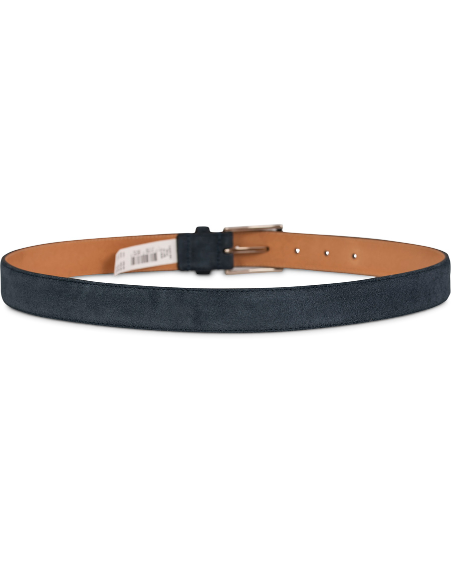 Herr | Oscar Jacobson Suede Belt 3 cm Navy | Oscar Jacobson | Suede Belt 3 cm Navy