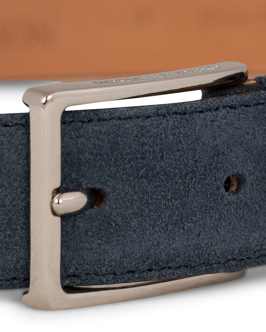 Herr | Oscar Jacobson Suede Belt 3 cm Navy | Oscar Jacobson | Suede Belt 3 cm Navy