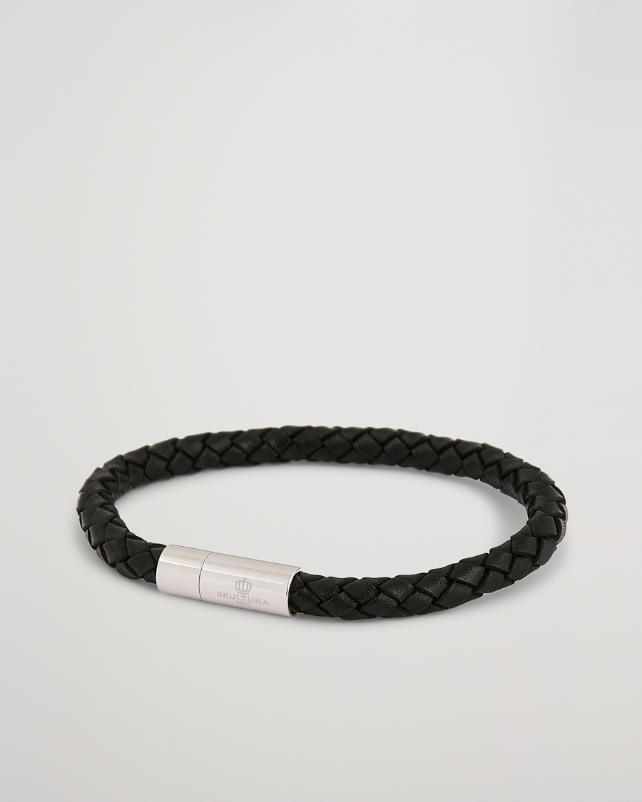 Herr | Smycken | Skultuna | One Row Leather Bracelet Black Steel