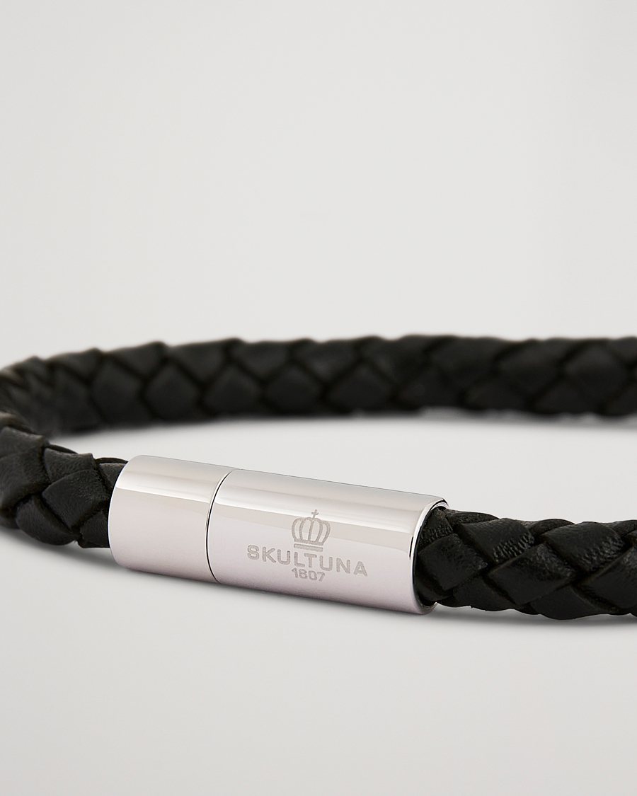 Herr | Smycken | Skultuna | One Row Leather Bracelet Black Steel