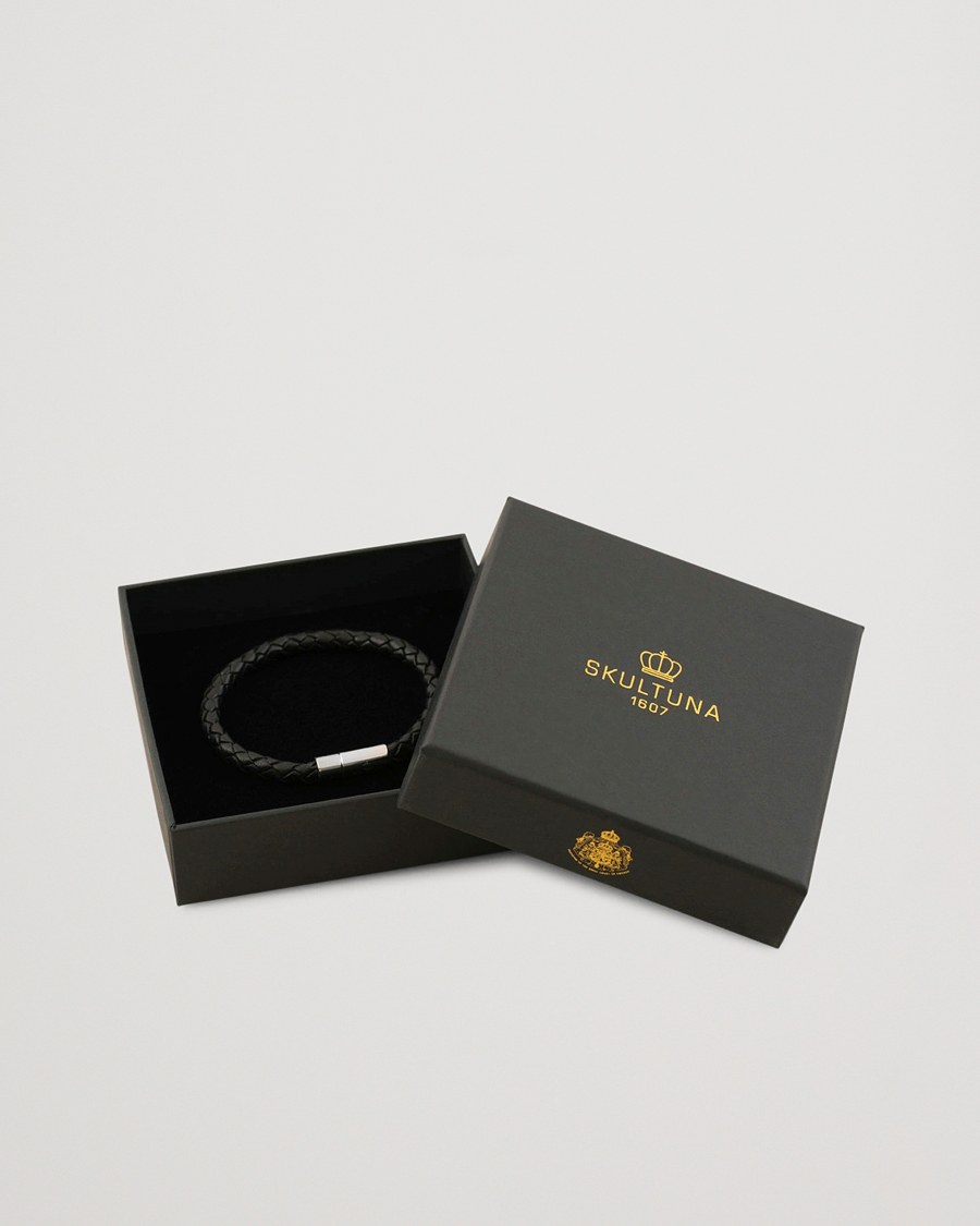 Herr | Smycken | Skultuna | One Row Leather Bracelet Black Steel