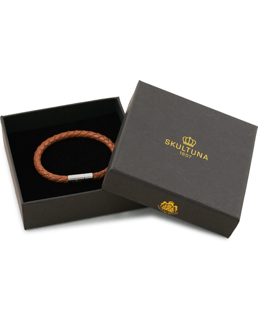 Herr | Skultuna One Row Leather Bracelet Brown Steel | Skultuna | One Row Leather Bracelet Brown Steel
