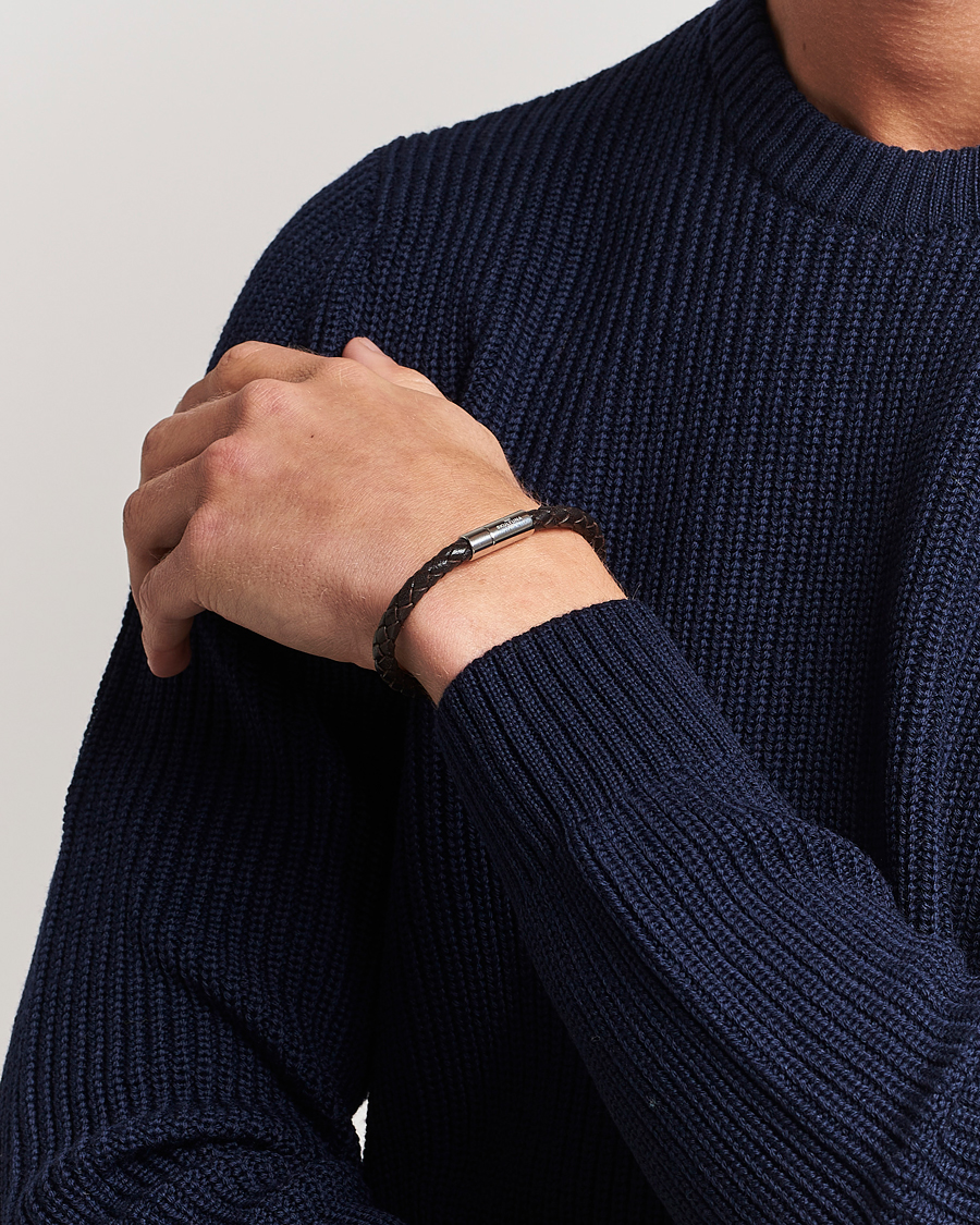 Herr | Accessoarer | Skultuna | One Row Leather Bracelet Dark Brown Steel