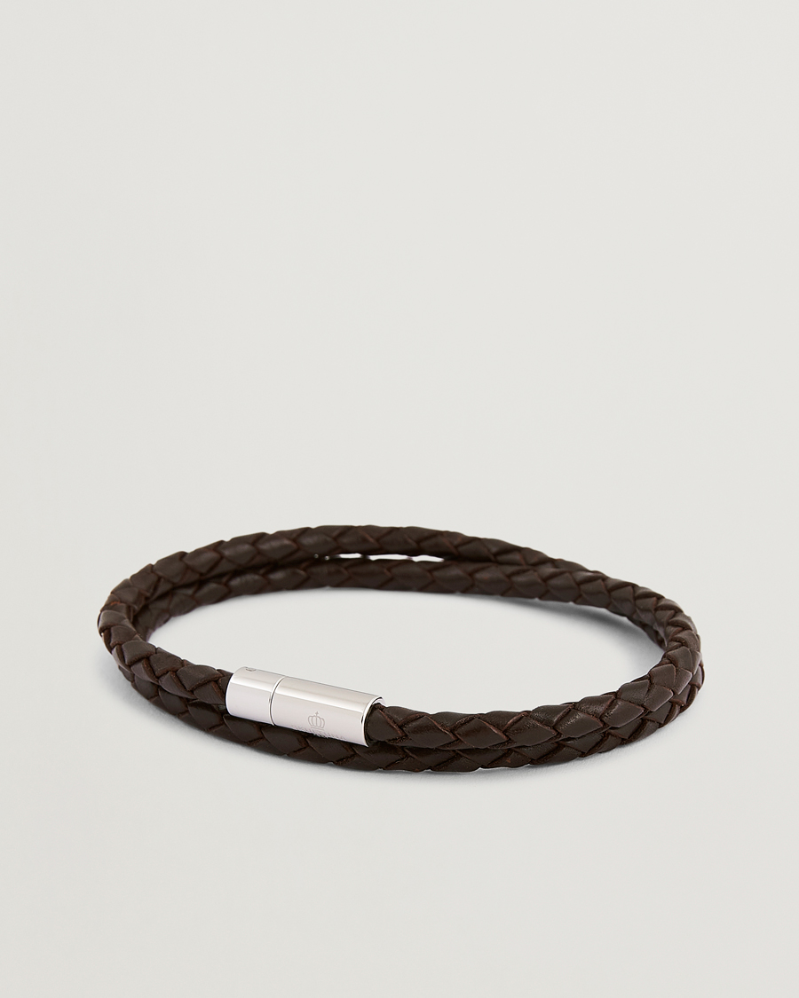 Herr | Skultuna Two Row Leather Bracelet Dark Brown Steel | Skultuna | Two Row Leather Bracelet Dark Brown Steel