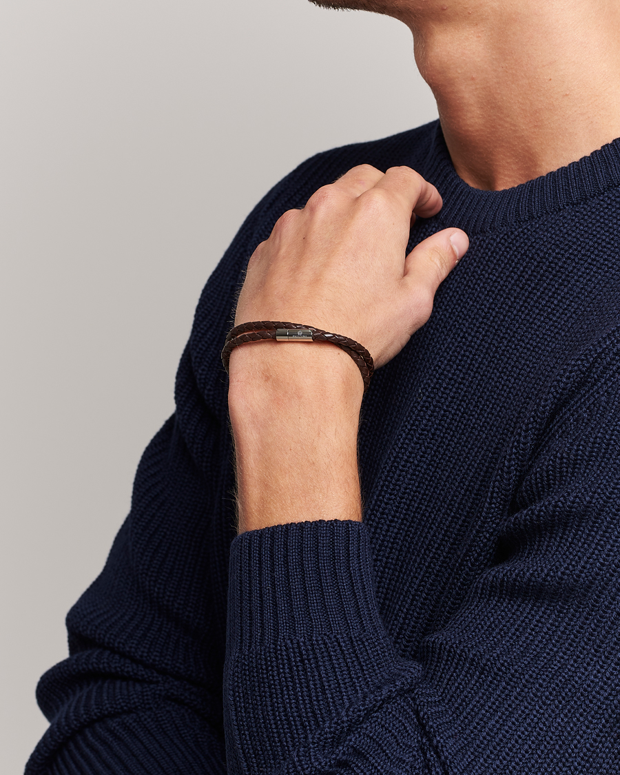 Herr | Skultuna Two Row Leather Bracelet Dark Brown Steel | Skultuna | Two Row Leather Bracelet Dark Brown Steel