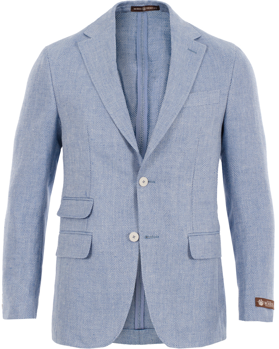 Herr | Kavajer | Morris Heritage | Keith Herringbone Blazer Light Blue