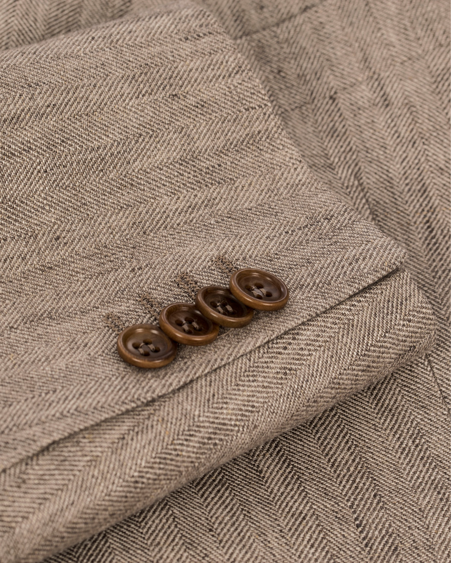 Herr | Kavajer | Morris | Marlow Herringbone Linen Blazer Khaki