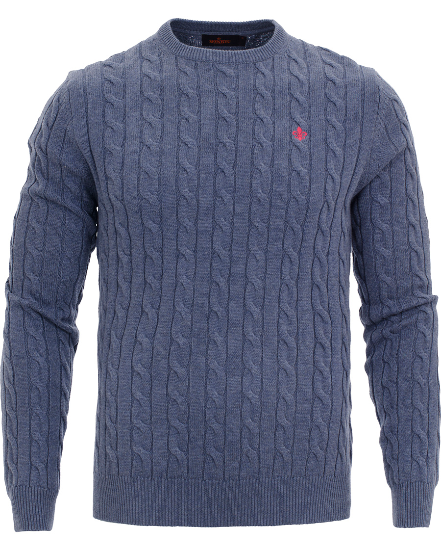 Herr | Tröjor | Morris | Pima Cotton Cable Blue