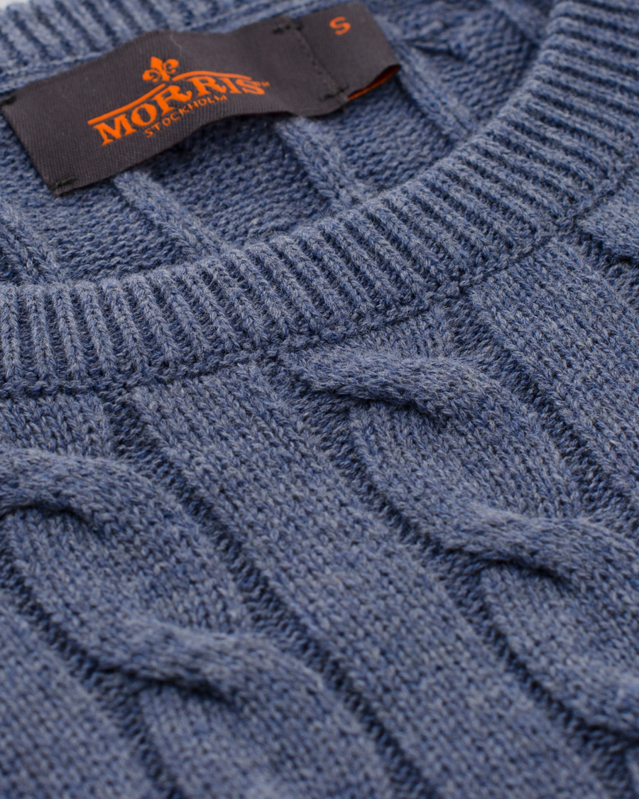 Herr | Tröjor | Morris | Pima Cotton Cable Blue