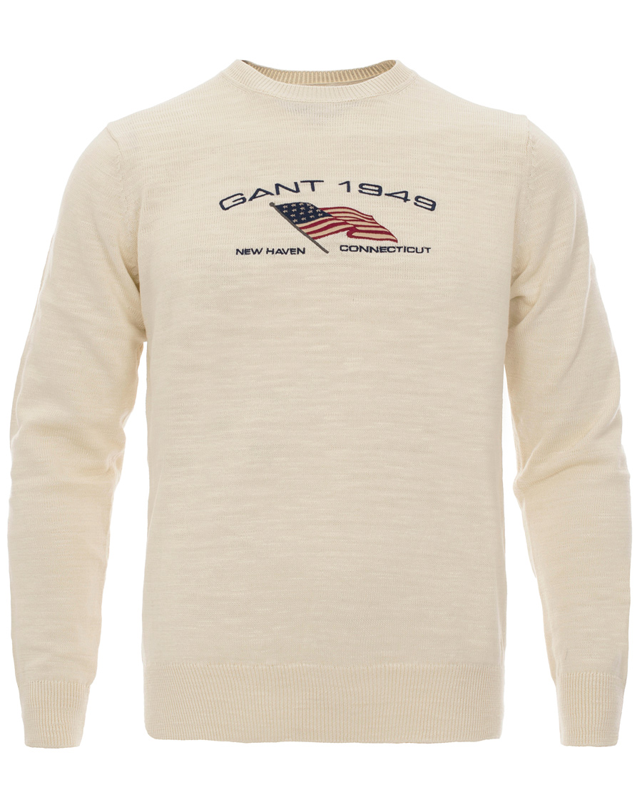 Herr | Tröjor | GANT | Natural Cotton Retro Flag Crew Ivory
