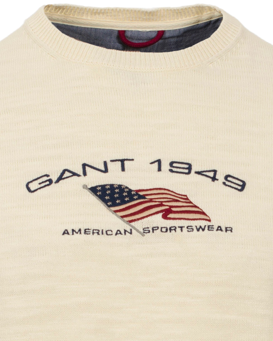 Herr | Tröjor | GANT | Natural Cotton Retro Flag Crew Ivory