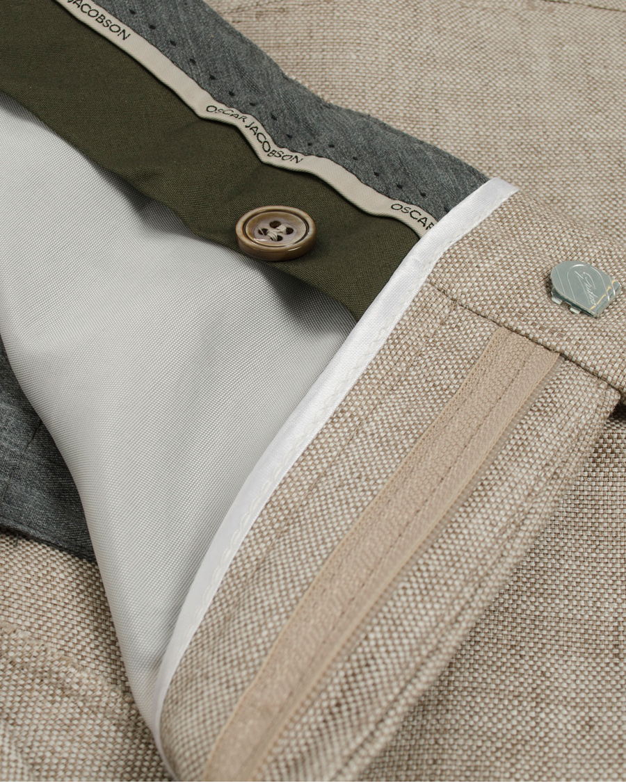 Herr | Byxor | Oscar Jacobson | Damien Linen Trousers Nature