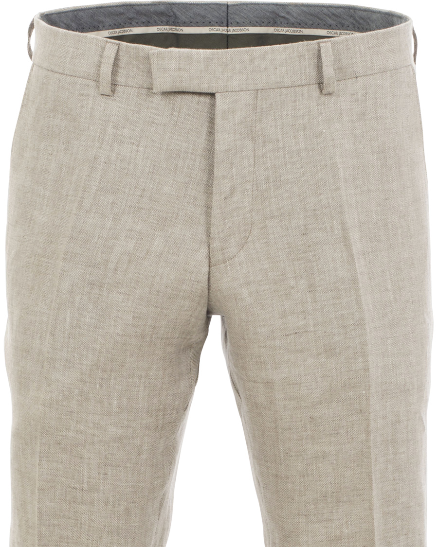 Herr | Byxor | Oscar Jacobson | Damien Linen Trousers Nature