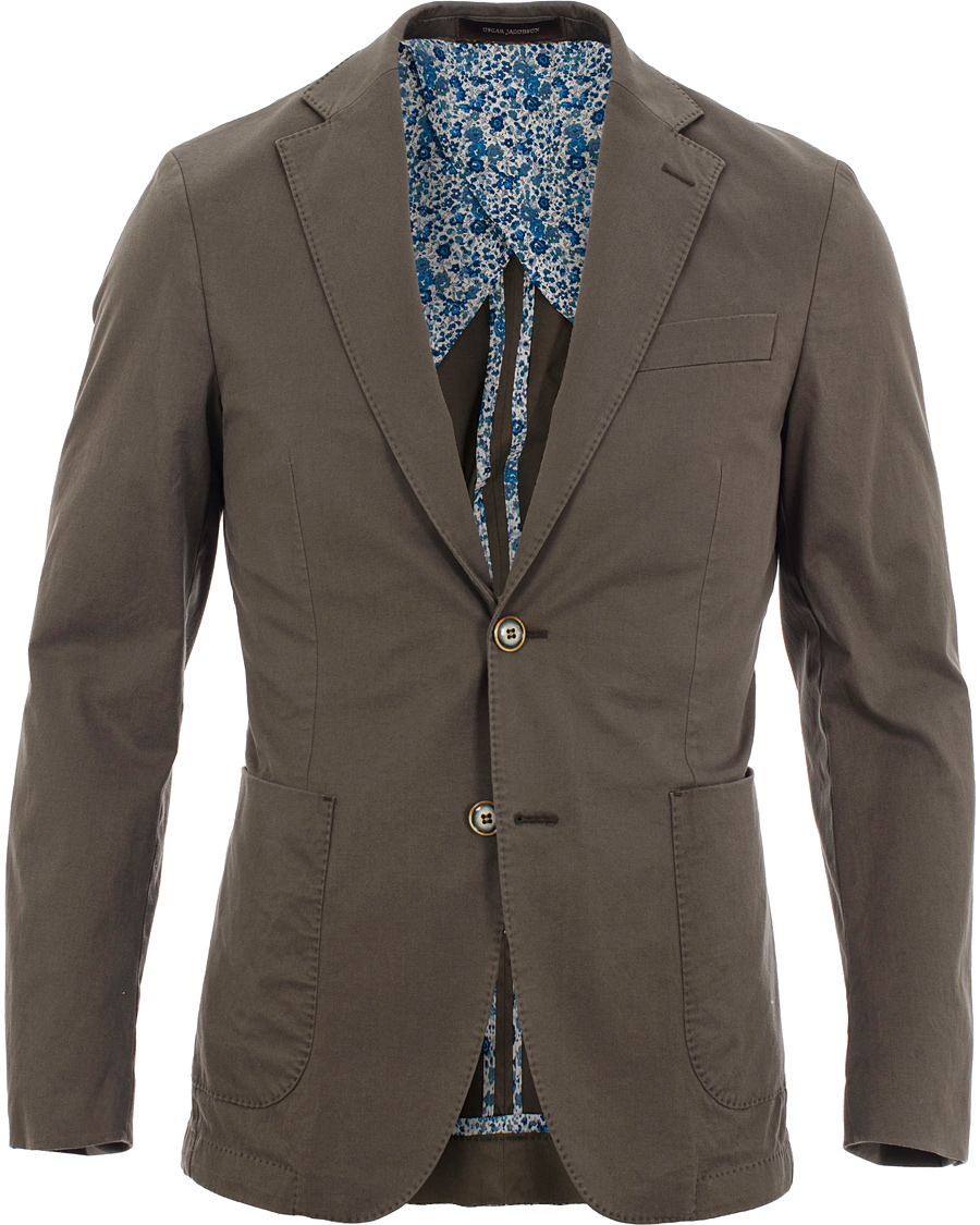 Herr | Kavajer | Oscar Jacobson | Einar Stretch Cotton Blazer Khaki Green