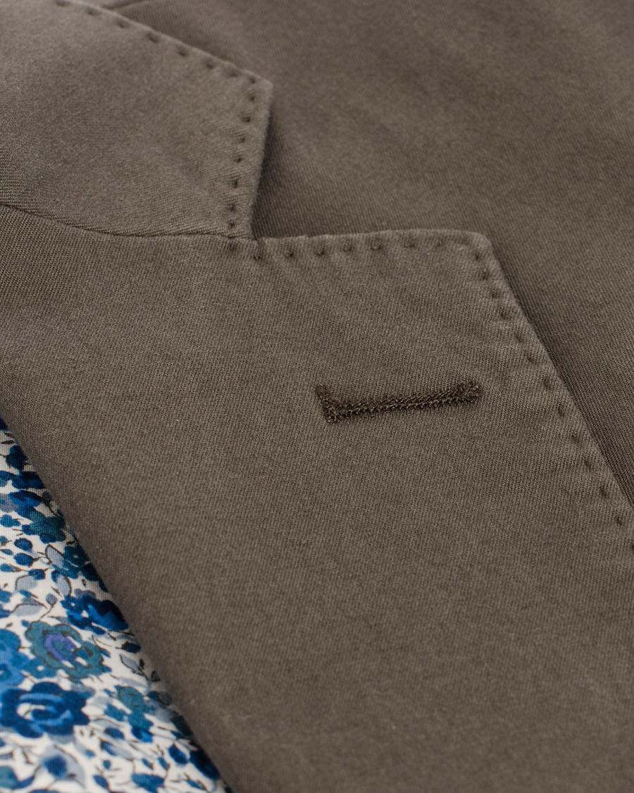 Herr | Kavajer | Oscar Jacobson | Einar Stretch Cotton Blazer Khaki Green