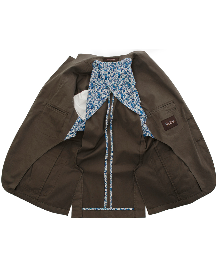 Herr | Kavajer | Oscar Jacobson | Einar Stretch Cotton Blazer Khaki Green