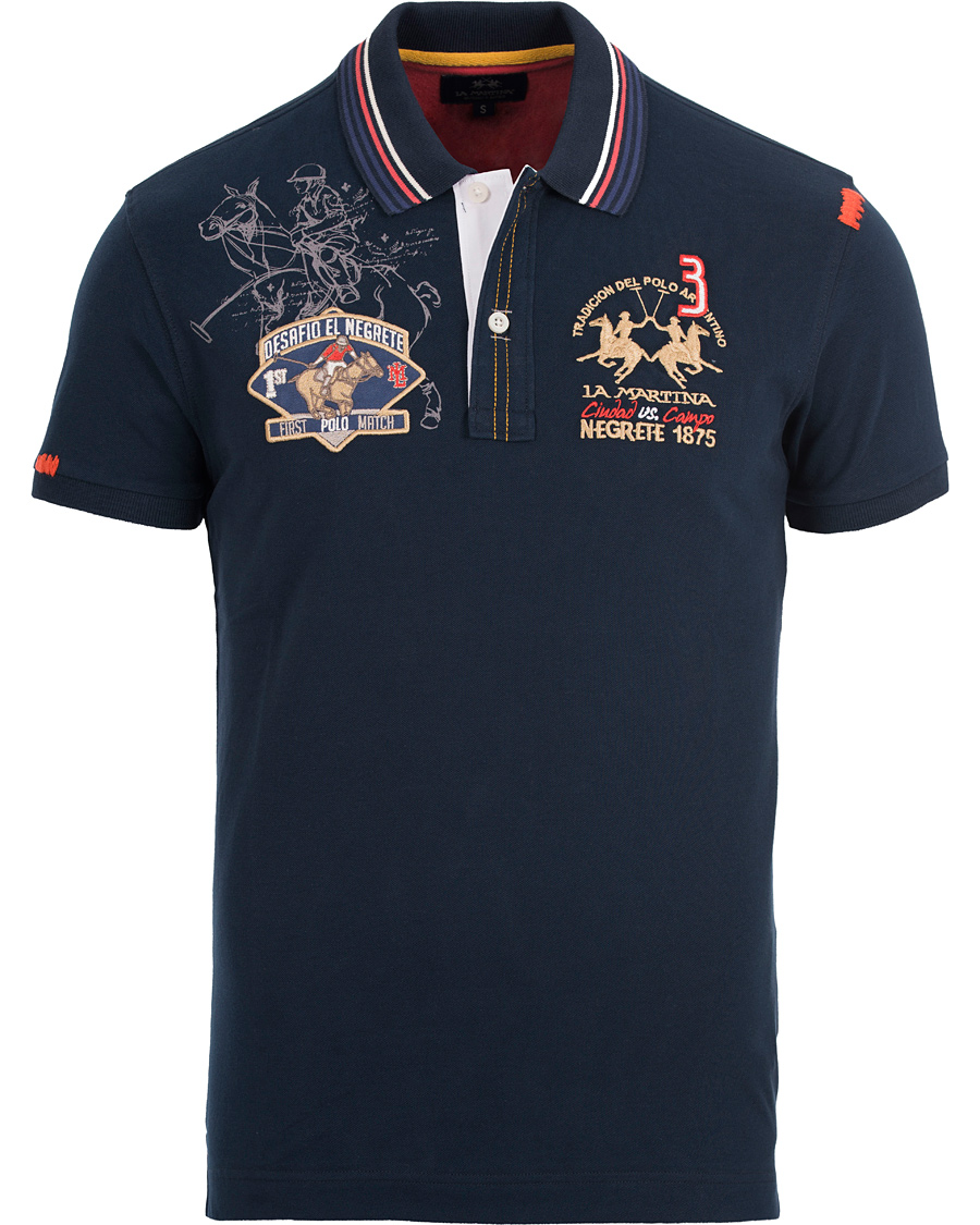 Herr | Pikéer | La Martina | Logo Polo Piqué Navy