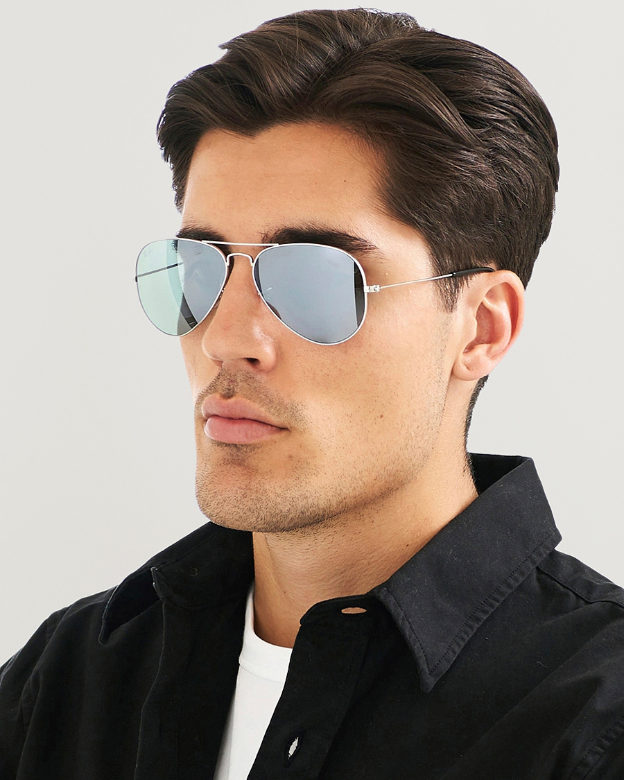 Herr | Pilotsolglasögon | Ray-Ban | 0RB3025 Aviator Large Metal Sunglasses Silver/Grey Mirror