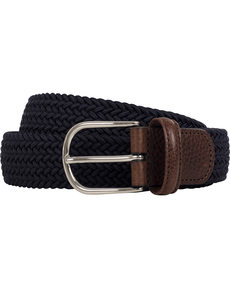Herr | Anderson's Elastic Textile Belt Navy | Anderson's | Elastic Textile Belt Navy
