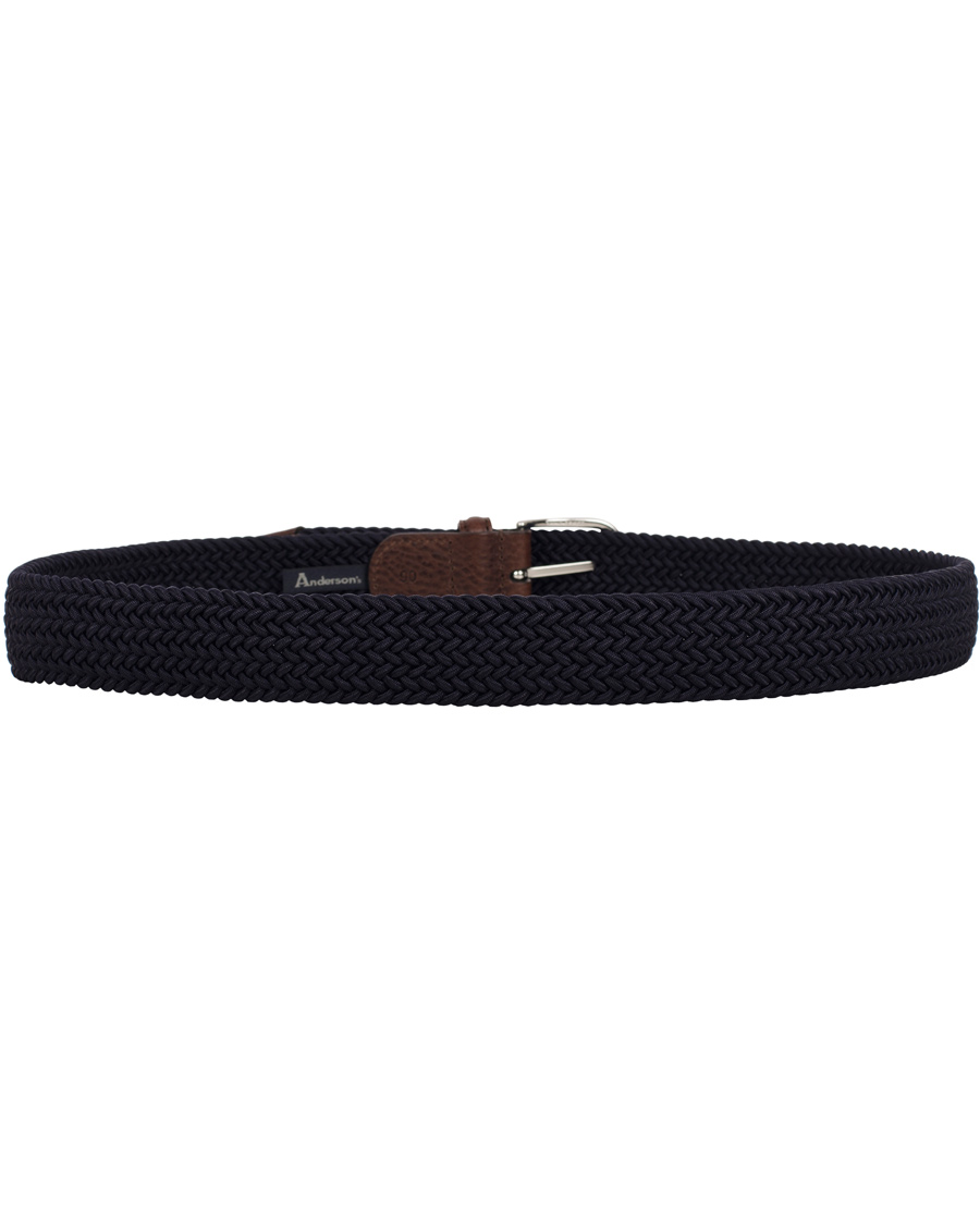 Herr | Anderson's Elastic Textile Belt Navy | Anderson's | Elastic Textile Belt Navy