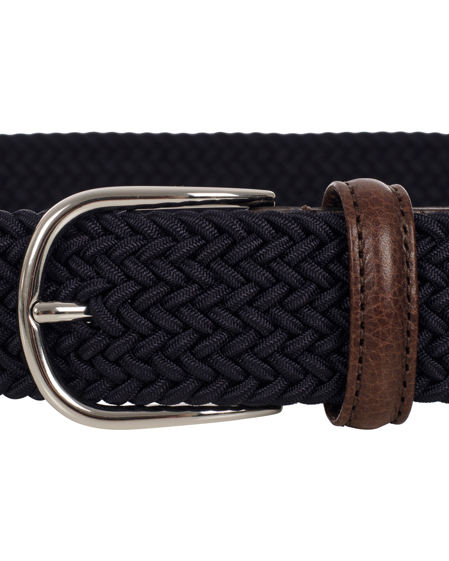 Herr | Anderson's Elastic Textile Belt Navy | Anderson's | Elastic Textile Belt Navy