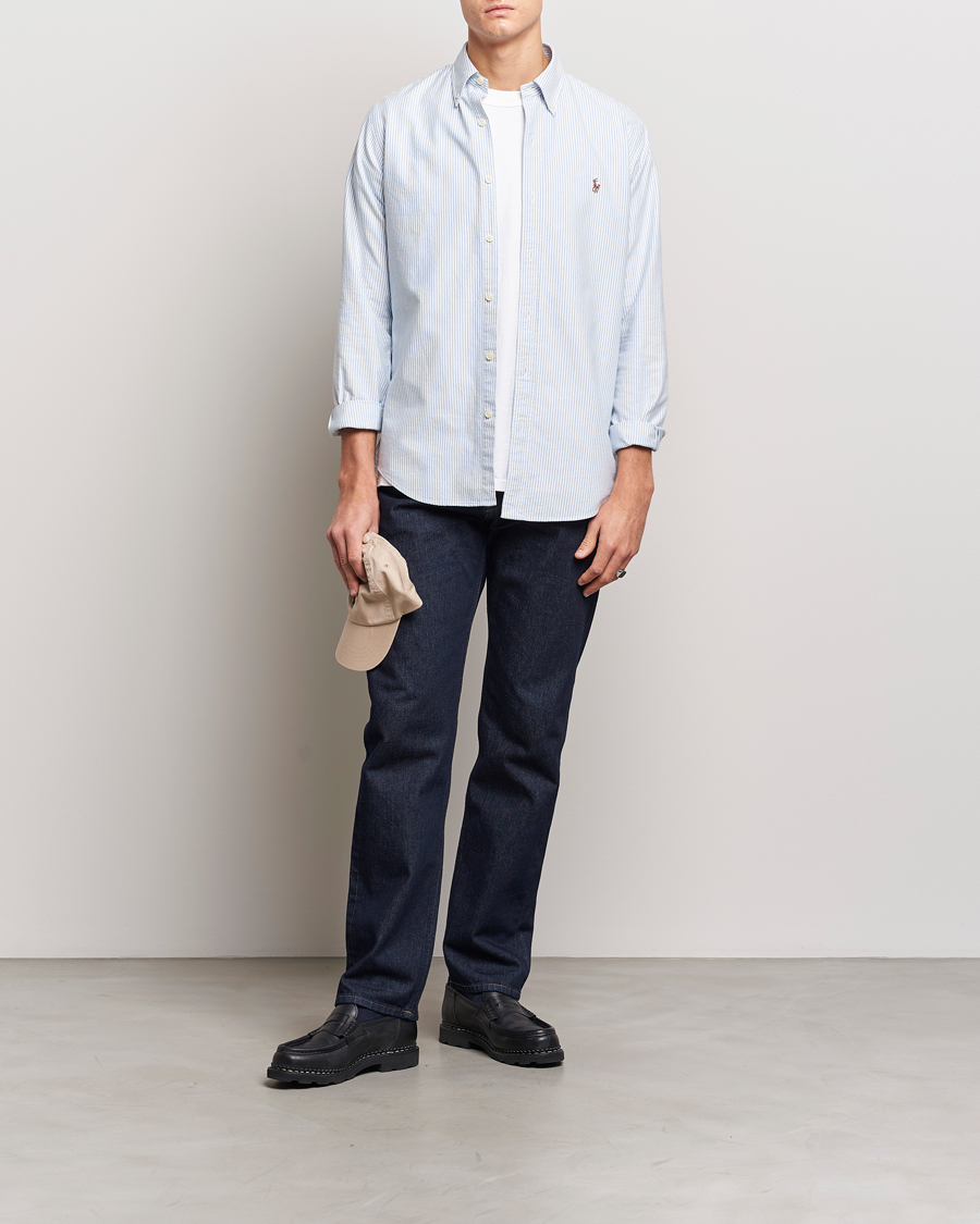 Herr | Skjortor | Polo Ralph Lauren | Custom Fit Oxford Shirt Stripes Blue