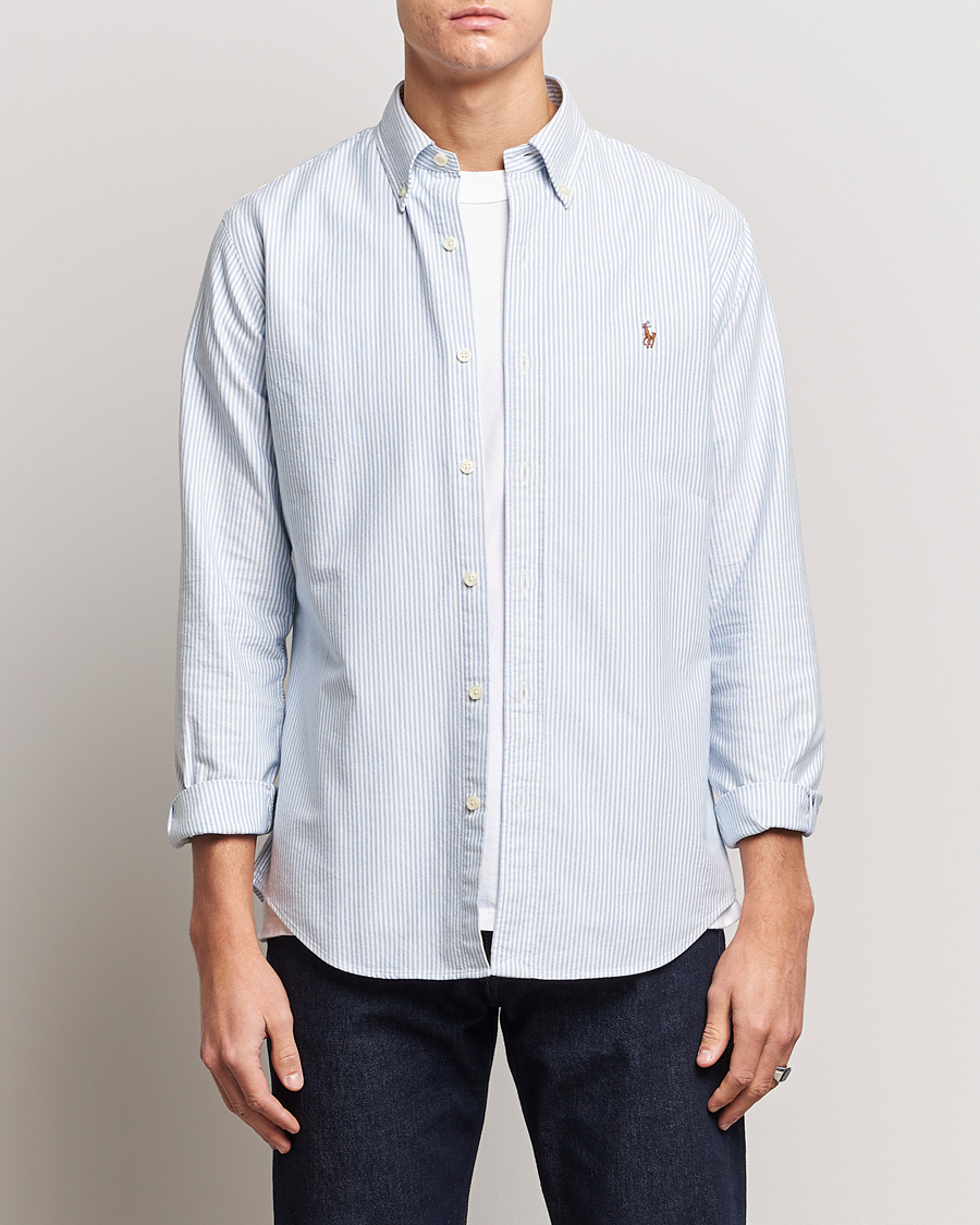 Herr | Oxfordskjortor | Polo Ralph Lauren | Custom Fit Oxford Shirt Stripe Blue