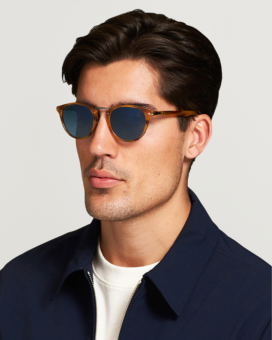Herr |  | Persol | 0PO3108S Polarized Sunglasses Striped Brown/Gradient Blue