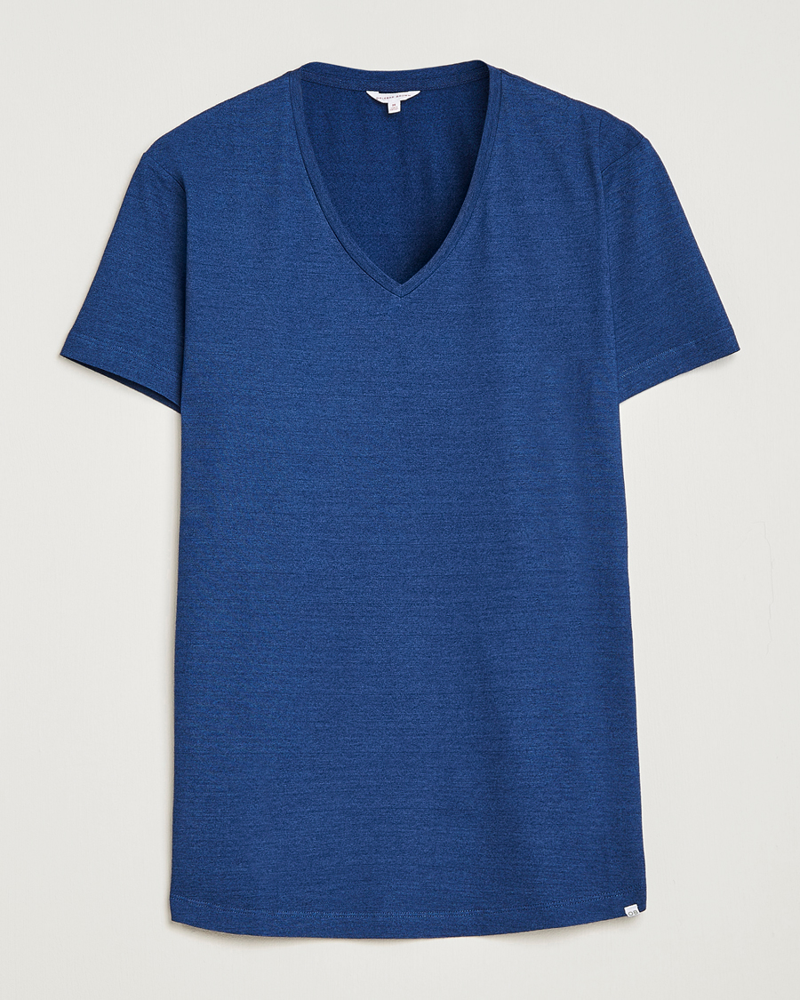 Herr | T-Shirts | Orlebar Brown | OB V-Neck Tee Denim Pigment