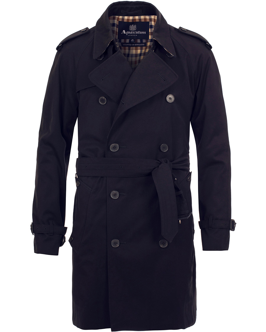 Aquascutum Corby Double Breasted Trenchcoat Navy hos CareOfCarl.se