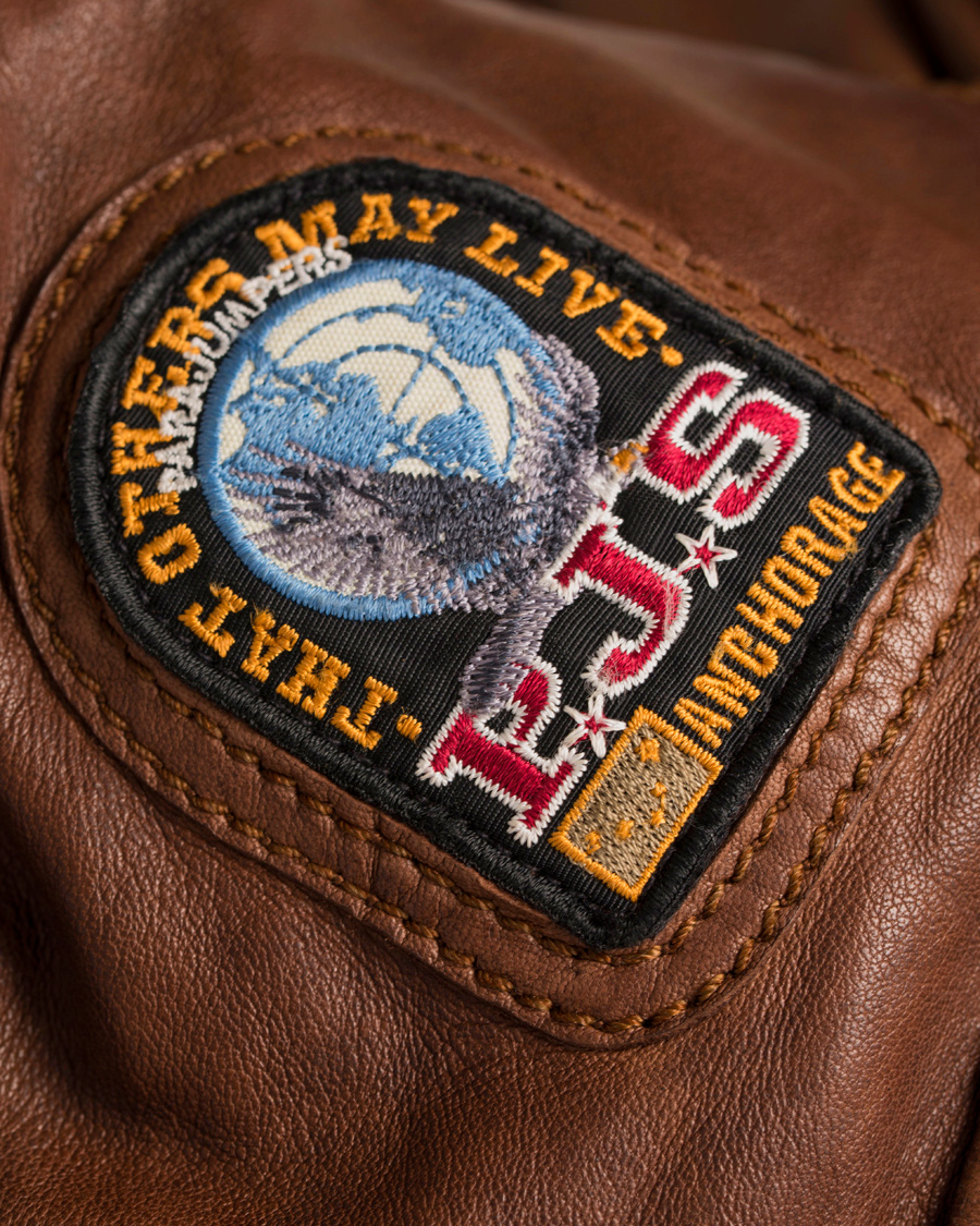 Parajumpers Josh Distressed Leather Jacket Brown