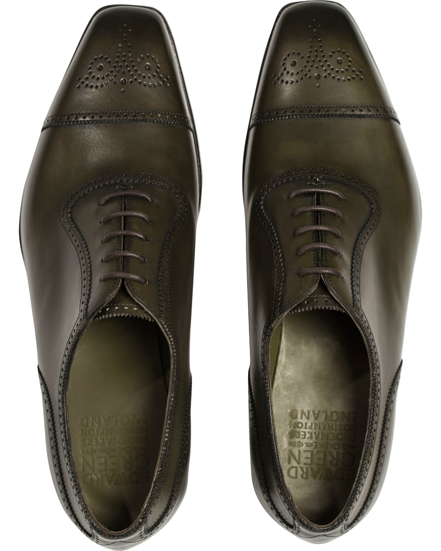Herr | Edward Green Lichfield II Brogue Olive Antique Calf | Edward Green | Lichfield II Brogue Olive Antique Calf