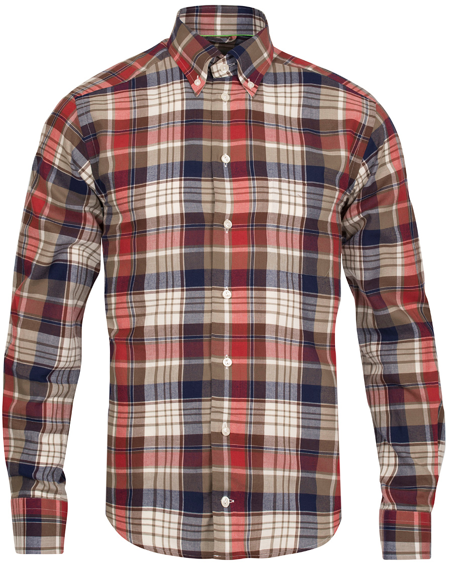Herr | Skjortor | Eton | Slim Fit Shirt Green Ribbon Flannel Red